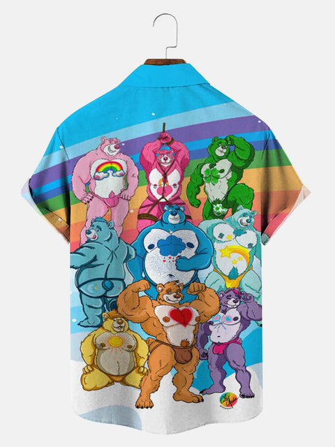Men's Bears Print Casual Breathable Short Sleeve Hawaiian Shirt