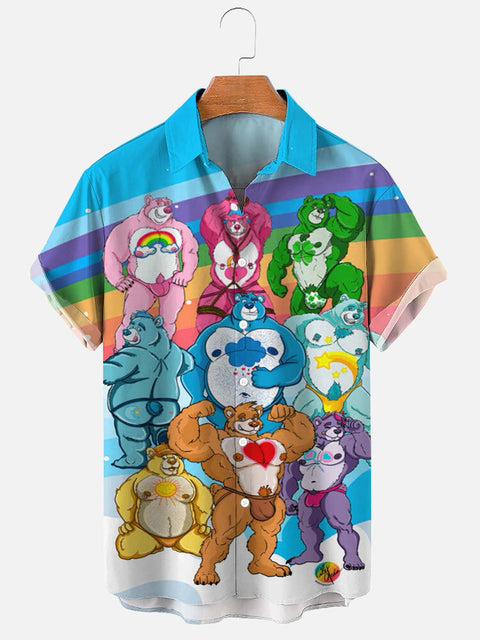 Men's Bears Print Casual Breathable Short Sleeve Hawaiian Shirt