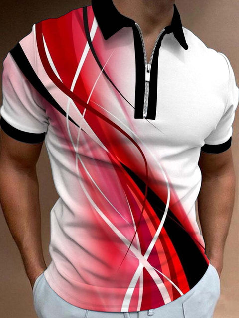 Men's Casual Printed Short-Sleeved Polo Shirt