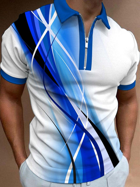 Men's Casual Printed Short-Sleeved Polo Shirt