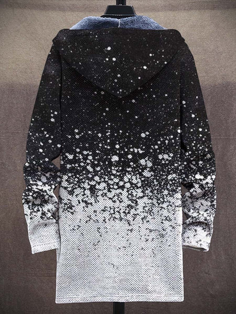 Men's Art Print Plush Thick Loose Long-Sleeved Coat Cardigan