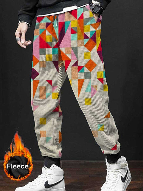 Men's Retro Art Print Casual Pants
