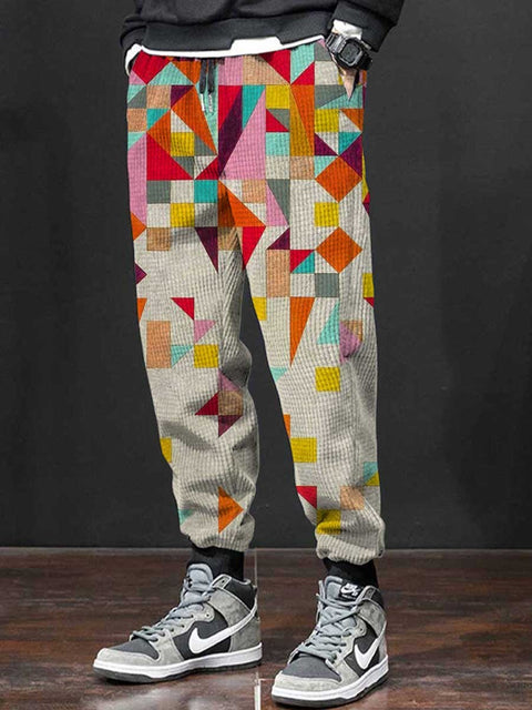 Men's Retro Art Print Casual Pants