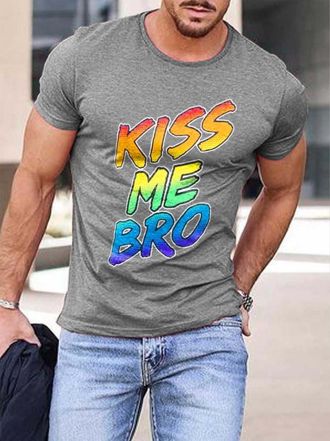 Men's Rainbow Kiss Me Bro T-Shirt