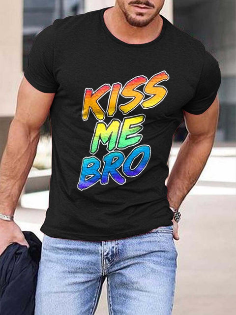 Men's Rainbow Kiss Me Bro T-Shirt