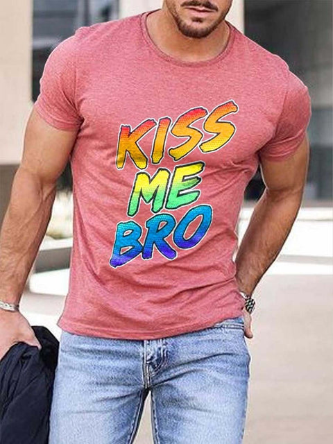 Men's Rainbow Kiss Me Bro T-Shirt