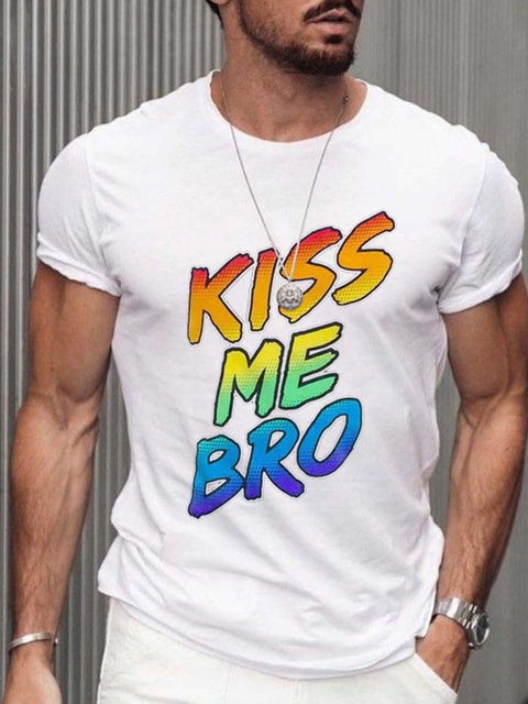 Men's Rainbow Kiss Me Bro T-Shirt