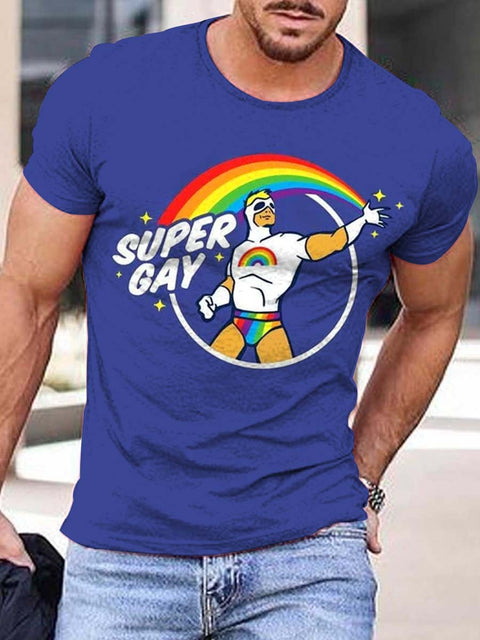 Men's Rainbow Pride Super Gay T-Shirt