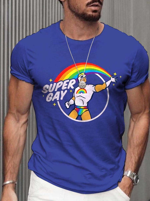 Men's Rainbow Pride Super Gay T-Shirt