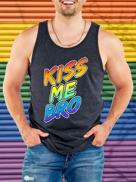 Men's Rainbow Kiss Me Bro Tank Top