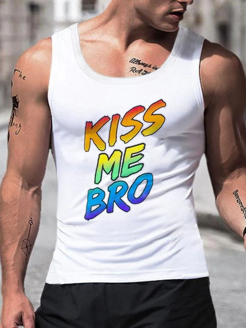 Men's Rainbow Kiss Me Bro Tank Top