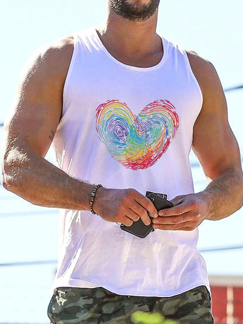 Men's Rainbow Heart Tank Top
