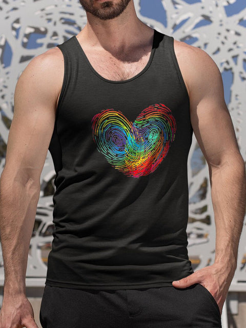 Men's Rainbow Heart Tank Top