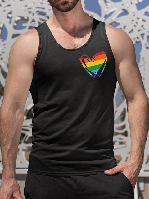 Men's Rainbow Heart Tank Top