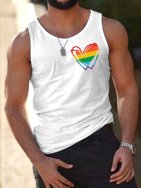 Men's Rainbow Heart Tank Top