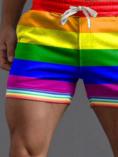 Men's Rainbow Striped Casual Shorts