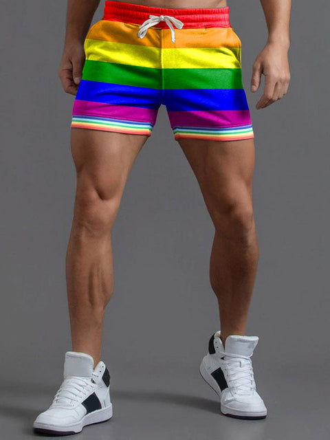 Men's Rainbow Striped Casual Shorts