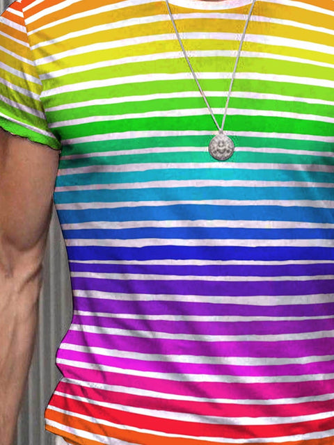 Men's Rainbow Stripe Pride LGBT T-Shirt