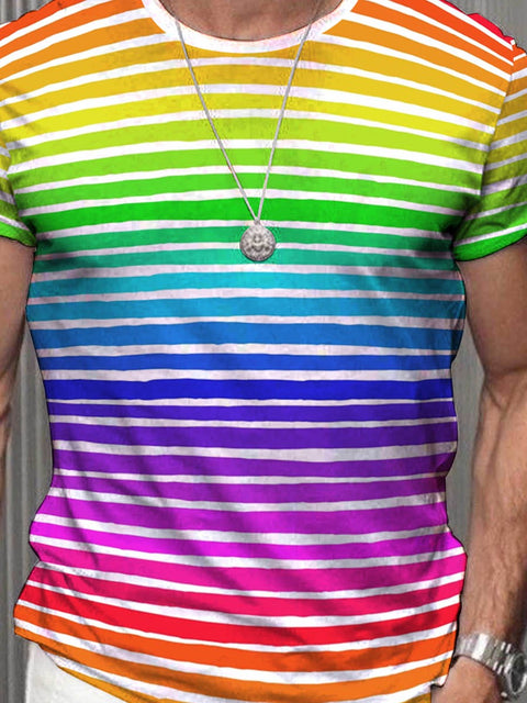 Men's Rainbow Stripe Pride LGBT T-Shirt
