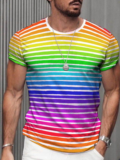 Men's Rainbow Stripe Pride LGBT T-Shirt