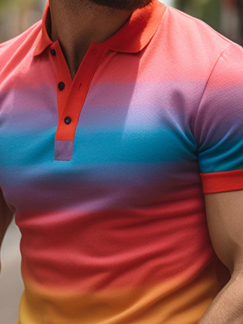 Men's Rainbow Art Print Polo Shirt