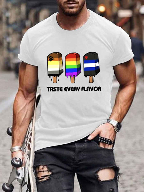 Men's Tasty Gay Pride Popsicle LGBT Rainbow Bear Funny Tee