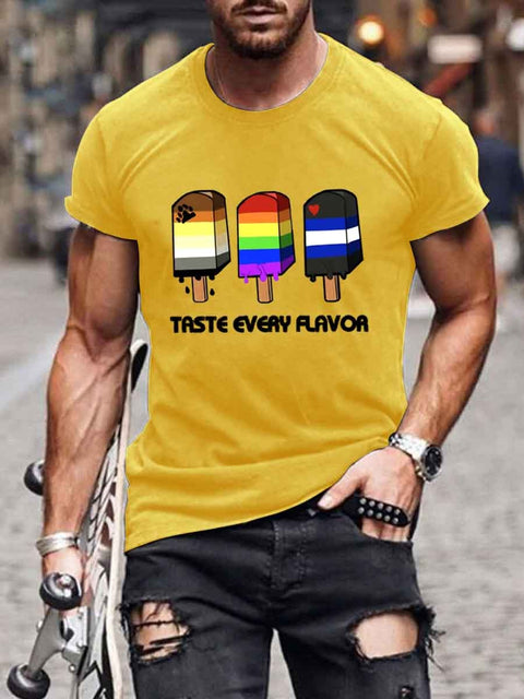 Men's Tasty Gay Pride Popsicle LGBT Rainbow Bear Funny Tee