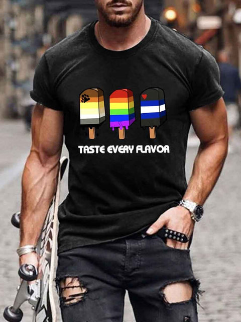 Men's Tasty Gay Pride Popsicle LGBT Rainbow Bear Funny Tee