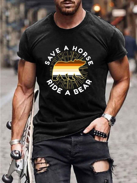 Men's Save A Horse Ride A Bear LGBT Funny Tee