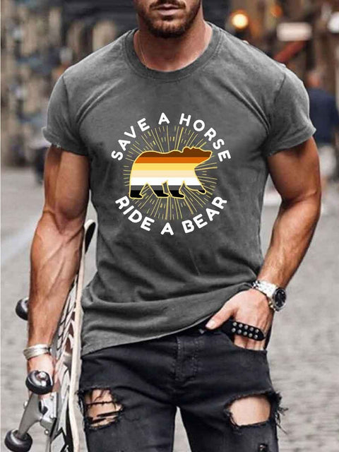 Men's Save A Horse Ride A Bear LGBT Funny Tee