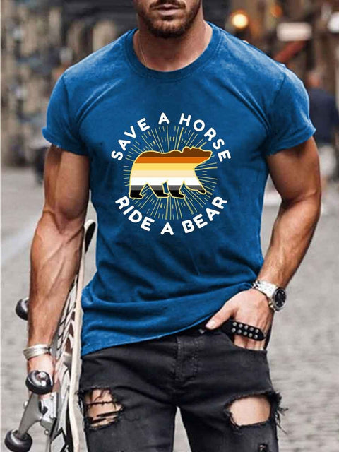 Men's Save A Horse Ride A Bear LGBT Funny Tee