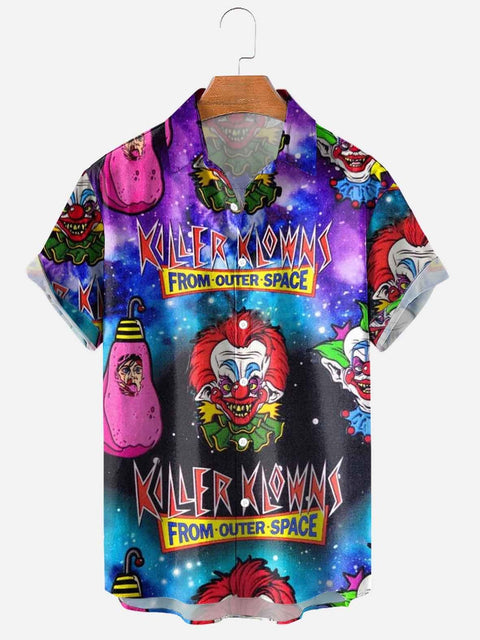 Men's Horror Halloween Hawaiian Print Casual Shirt