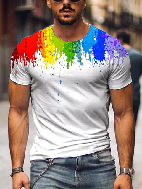 Men's Rainbow Gay Gradient Art Print T-Shirt