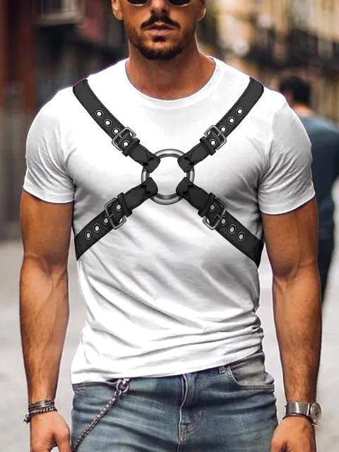 Men's Gay Leather Print T-Shirt