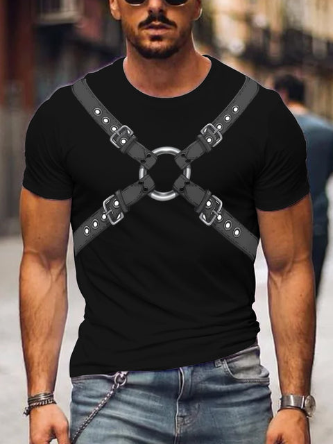 Men's Gay Leather Print T-Shirt