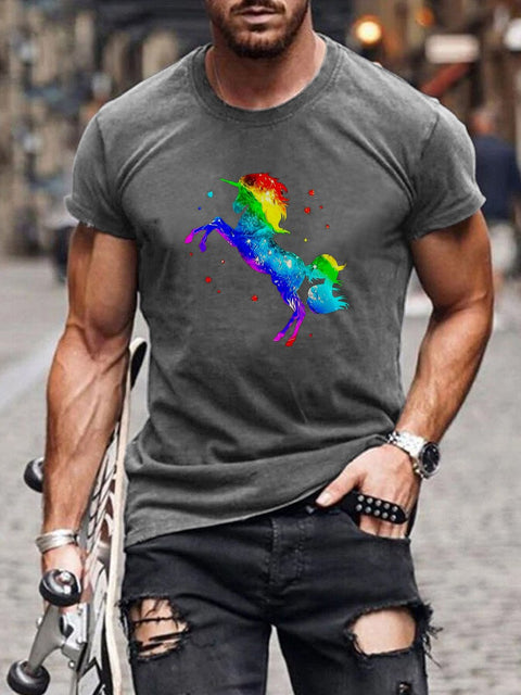 Men's Unicorn Starlight Rainbow Gay Print Casual T-Shirt