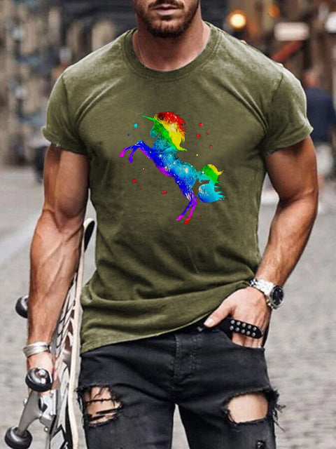 Men's Unicorn Starlight Rainbow Gay Print Casual T-Shirt