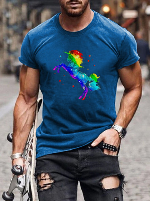 Men's Unicorn Starlight Rainbow Gay Print Casual T-Shirt