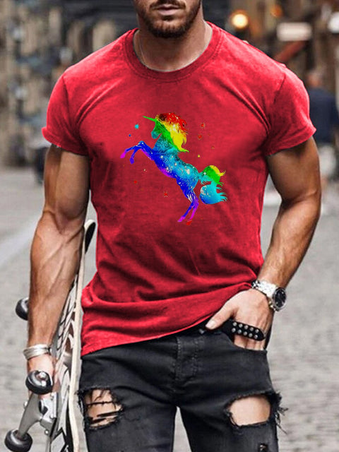 Men's Unicorn Starlight Rainbow Gay Print Casual T-Shirt