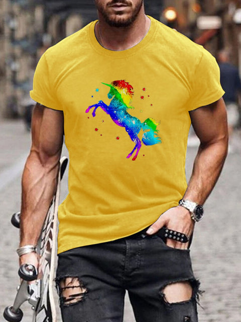 Men's Unicorn Starlight Rainbow Gay Print Casual T-Shirt