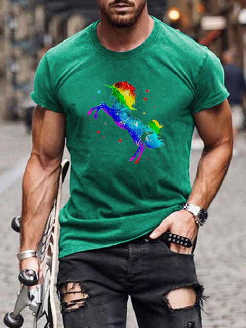 Men's Unicorn Starlight Rainbow Gay Print Casual T-Shirt