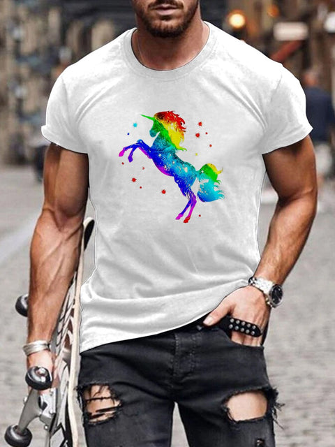 Men's Unicorn Starlight Rainbow Gay Print Casual T-Shirt