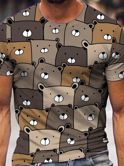 Men's Bears Pattern Cute Bear Gay Print Casual T-Shirt