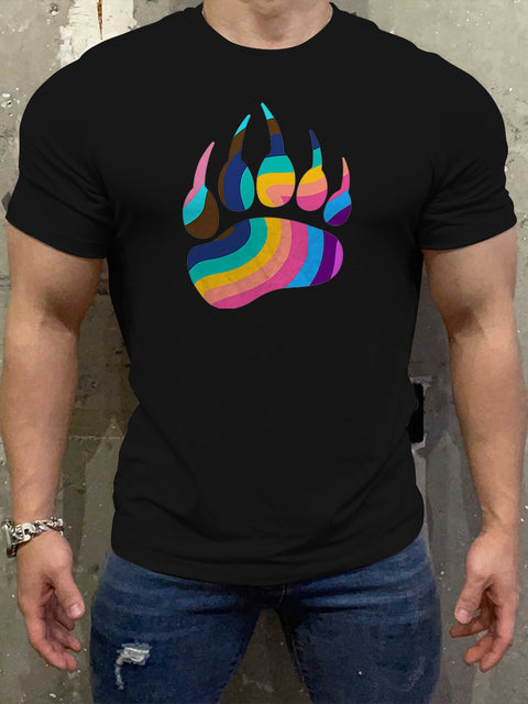 Men's Gay Bear Claw Organic Casual Print T-Shirt