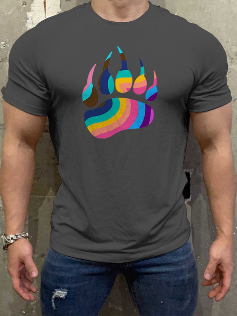 Men's Gay Bear Claw Organic Casual Print T-Shirt
