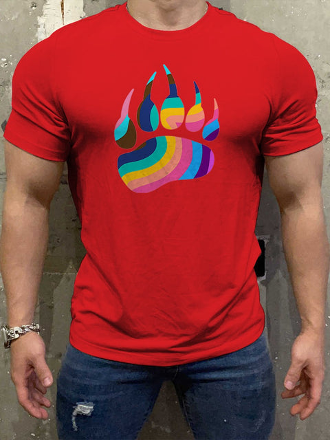 Men's Gay Bear Claw Organic Casual Print T-Shirt