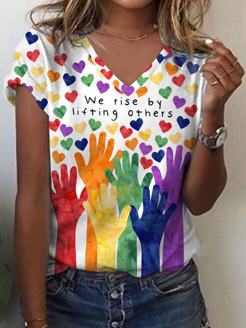 Women's We Rise By Lifting Others Heart Casual T-shirt