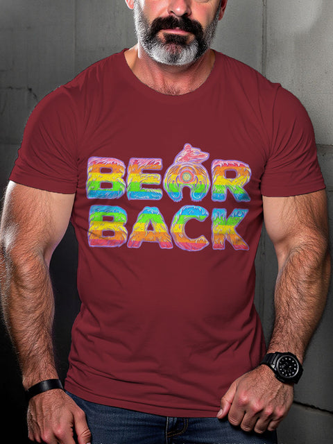 Men's Bearback Rainbow LGBT Gay Pride Art Casual Print T-shirt