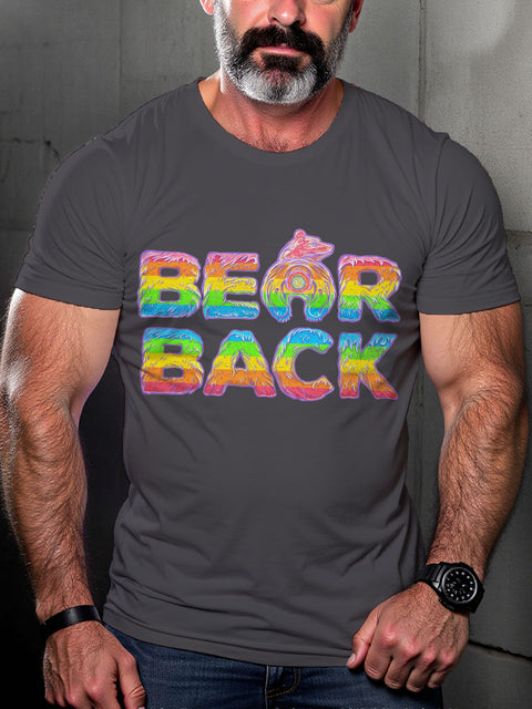 Men's Bearback Rainbow LGBT Gay Pride Art Casual Print T-shirt
