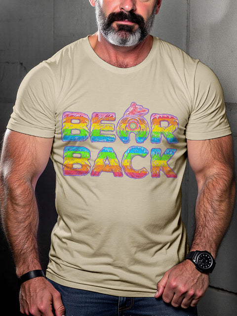 Men's Bearback Rainbow LGBT Gay Pride Art Casual Print T-shirt